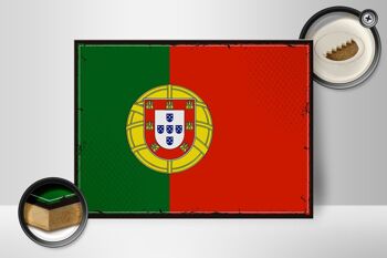 Panneau en bois Drapeau du Portugal 40x30cm Panneau rétro Drapeau du Portugal 2