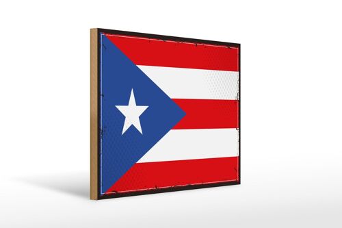 Holzschild Flagge Puerto Ricos 40x30cm Retro Puerto Rico Schild