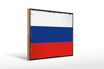 Panneau en bois drapeau de la Russie 40x30cm, drapeau rétro de la Russie 1