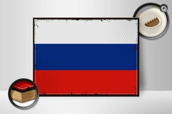 Panneau en bois drapeau de la Russie 40x30cm, drapeau rétro de la Russie 2