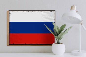 Panneau en bois drapeau de la Russie 40x30cm, drapeau rétro de la Russie 3