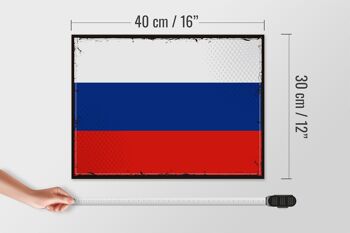Panneau en bois drapeau de la Russie 40x30cm, drapeau rétro de la Russie 4