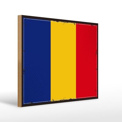 Holzschild Flagge Rumäniens 40x30cm Retro Flag of Romania Schild