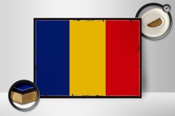 Panneau en bois drapeau de la Roumanie 40x30cm, drapeau rétro de la Roumanie 2