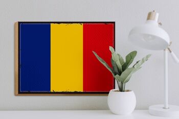 Panneau en bois drapeau de la Roumanie 40x30cm, drapeau rétro de la Roumanie 3