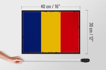 Panneau en bois drapeau de la Roumanie 40x30cm, drapeau rétro de la Roumanie 4