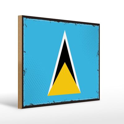 Holzschild Flagge Saint Lucias 40x30cm Retro Saint Lucia Schild