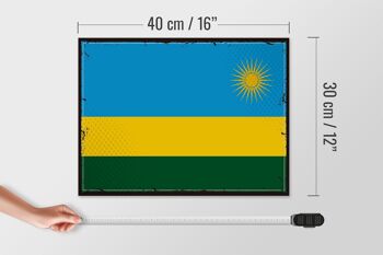 Panneau en bois drapeau du Rwanda 40x30cm, drapeau rétro du Rwanda, panneau décoratif 4