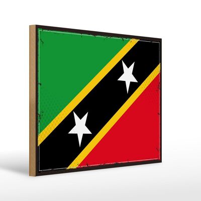 Bandera de madera St. Cartel de bandera retro de Kitts y Nevis 40x30cm