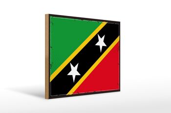 Panneau en bois drapeau St. Panneau drapeau rétro Kitts et Nevis, 40x30cm 1