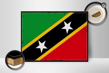 Panneau en bois drapeau St. Panneau drapeau rétro Kitts et Nevis, 40x30cm 2