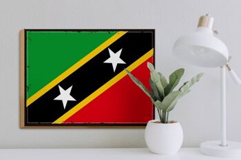 Panneau en bois drapeau St. Panneau drapeau rétro Kitts et Nevis, 40x30cm 3