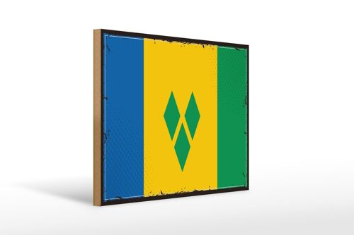 Holzschild Flagge Saint Vincent Grenadinen 40x30cm Retro Schild