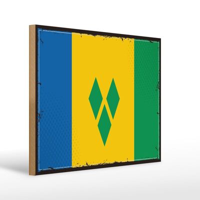 Holzschild Flagge Saint Vincent Grenadinen 40x30cm Retro Schild