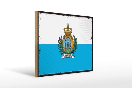 Holzschild Flagge San Marinos 40x30cm Retro San Marino Deko Schild