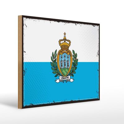 Cartello in legno bandiera di San Marino 40x30 cm Cartello decorativo retrò San Marino