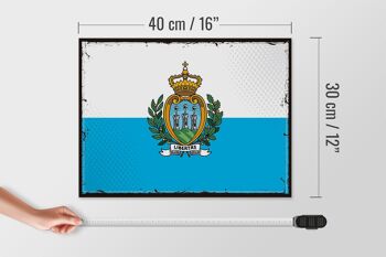 Panneau en bois drapeau de Saint-Marin 40x30cm panneau décoratif rétro de Saint-Marin 4