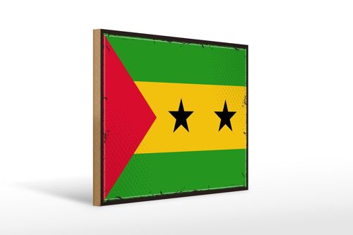 Holzschild Flagge São Tomé und Príncipe 40x30cm Retro Flag Schild