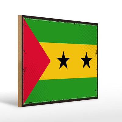 Holzschild Flagge São Tomé und Príncipe 40x30cm Retro Flag Schild