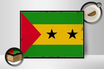 Panneau en bois drapeau São Tomé et Príncipe 40x30cm panneau drapeau rétro 2