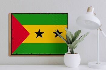 Panneau en bois drapeau São Tomé et Príncipe 40x30cm panneau drapeau rétro 3