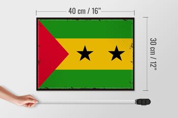 Panneau en bois drapeau São Tomé et Príncipe 40x30cm panneau drapeau rétro 4