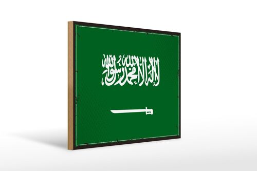 Holzschild Flagge Saudi-Arabien 40x30cm Retro Saudi Arabia Schild