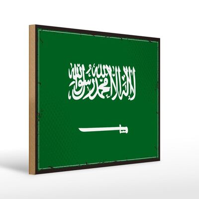 Holzschild Flagge Saudi-Arabien 40x30cm Retro Saudi Arabia Schild