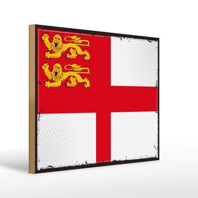 Holzschild Flagge Sark 40x30cm Retro Flag of Sark Holz Deko Schild