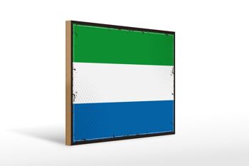 Panneau en bois drapeau de la Sierra Leone 40x30cm, panneau rétro Sierra Leone 1