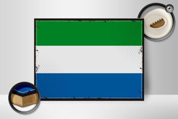 Panneau en bois drapeau de la Sierra Leone 40x30cm, panneau rétro Sierra Leone 2