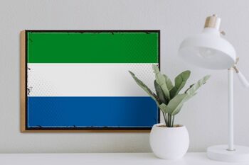 Panneau en bois drapeau de la Sierra Leone 40x30cm, panneau rétro Sierra Leone 3