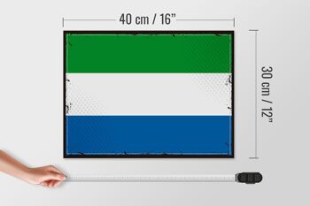 Panneau en bois drapeau de la Sierra Leone 40x30cm, panneau rétro Sierra Leone 4