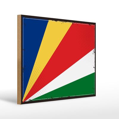 Holzschild Flagge Seychellen 40x30cm Retro Flag Seychelles Schild