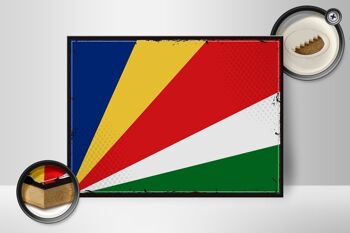 Panneau en bois drapeau Seychelles 40x30cm drapeau rétro signe Seychelles 2