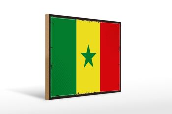 Panneau en bois drapeau du Sénégal 40x30cm, drapeau rétro du Sénégal, panneau décoratif 1