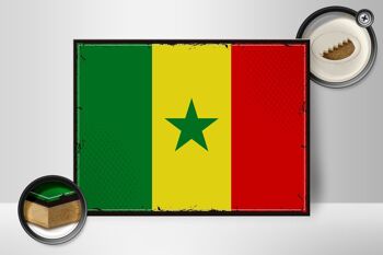 Panneau en bois drapeau du Sénégal 40x30cm, drapeau rétro du Sénégal, panneau décoratif 2