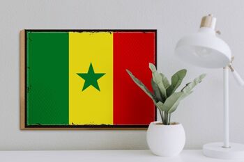 Panneau en bois drapeau du Sénégal 40x30cm, drapeau rétro du Sénégal, panneau décoratif 3