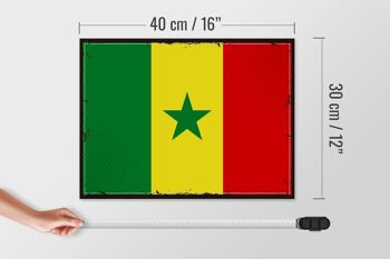 Panneau en bois drapeau du Sénégal 40x30cm, drapeau rétro du Sénégal, panneau décoratif 4