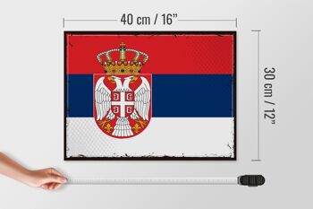 Panneau en bois drapeau de la serbie 40x30cm, drapeau rétro de la serbie, panneau décoratif 4