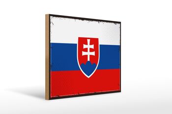 Panneau en bois drapeau Slovaquie 40x30cm Drapeau rétro de la Slovaquie signe 1