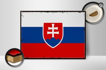 Panneau en bois drapeau Slovaquie 40x30cm Drapeau rétro de la Slovaquie signe 2