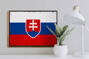 Panneau en bois drapeau Slovaquie 40x30cm Drapeau rétro de la Slovaquie signe 3