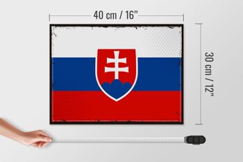 Panneau en bois drapeau Slovaquie 40x30cm Drapeau rétro de la Slovaquie signe 4