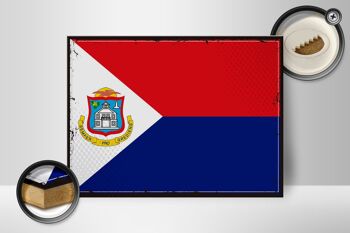 Panneau en bois drapeau de Sint Maarten 40x30cm signe rétro Sint Maarten 2