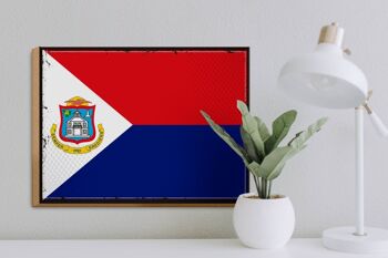 Panneau en bois drapeau de Sint Maarten 40x30cm signe rétro Sint Maarten 3