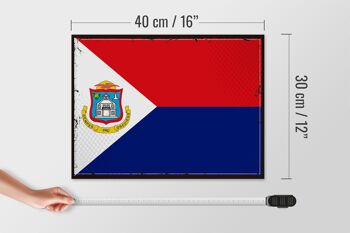 Panneau en bois drapeau de Sint Maarten 40x30cm signe rétro Sint Maarten 4
