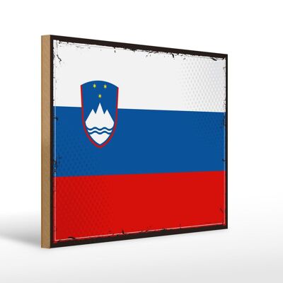 Cartello in legno Bandiera della Slovenia 40x30 cm Cartello con bandiera retrò della Slovenia