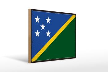 Panneau en bois drapeau des îles Salomon, 40x30cm, panneau rétro des îles Salomon 1