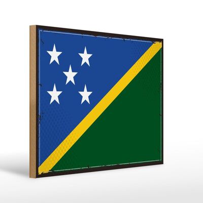 Holzschild Flagge Salomonen 40x30cm Retro Solomon Islands Schild